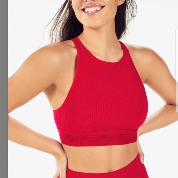 Fabletics Red High Neck Sports Bra XS - Picture 2 of 6
